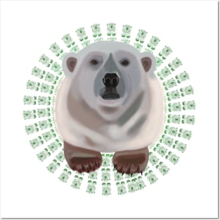 Polar Bear on Circular Polar Bear pattern Posters and Art